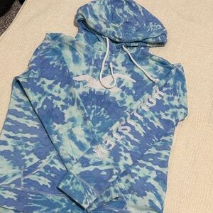 Hollister Aqua and White Tie-Dye Hoodie